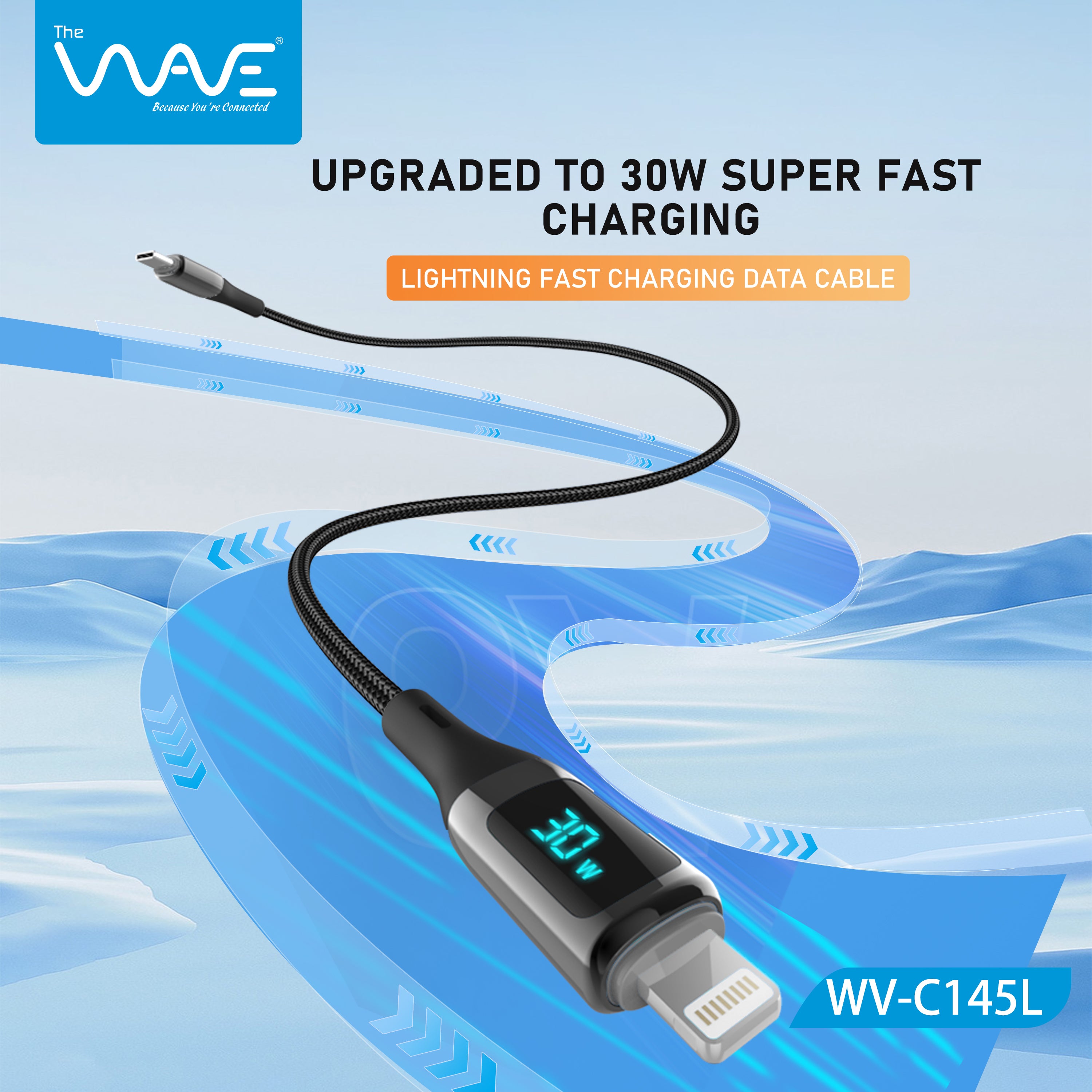 Wave Digital Display Cable 1m Type C To Lightning 30w C145L
