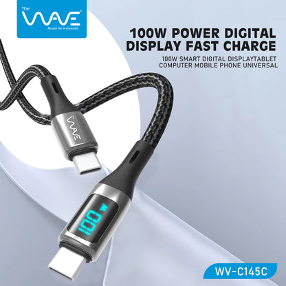 كابل العرض الرقمي Wave بطول 1 متر من النوع C إلى النوع C بقوة 100 وات C145C