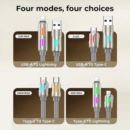 MORAYA | AXIS-01 | 4-in-1 Multi Charging Cable with Reinforced Silicone Coating & Metal Connectors | Universal Fast Charge Cable for Multiple Devices