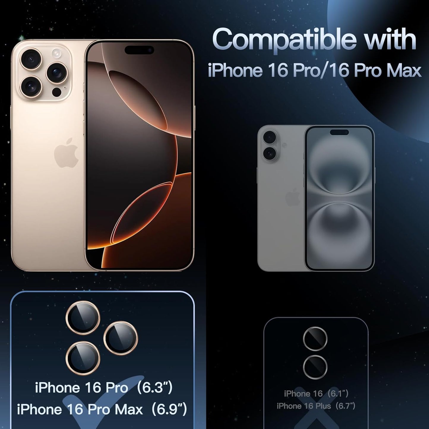 Camera Lens Protector for iPhone 16 Pro and Pro Max