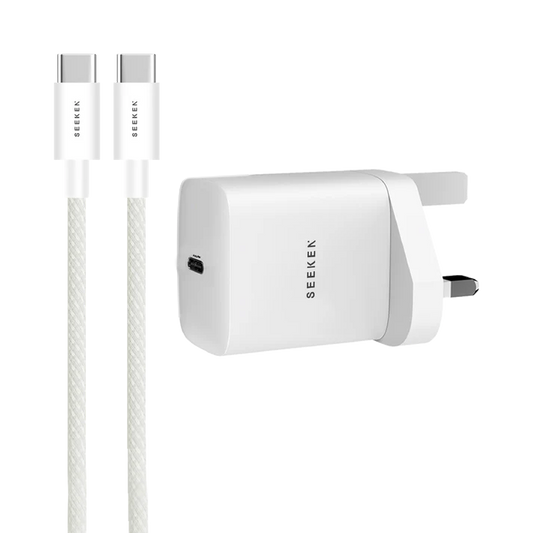 محول USB-C بقوة 25 وات مع كابل USB-C مضفر بقوة 60 وات - مجموعة محولات 225