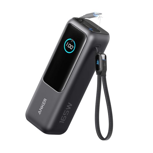 باور بانك Anker لأجهزة الكمبيوتر المحمولة (25 كيلو وات، 165 واط، كابلات مدمجة وقابلة للسحب) 