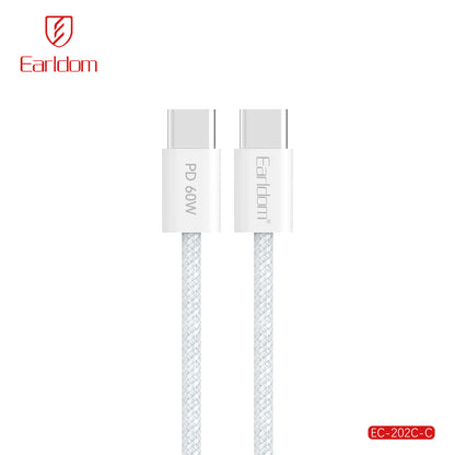 كابل USB نايلون PD60W من النوع C للبيع بالجملة - Earldom EC-202C-C 