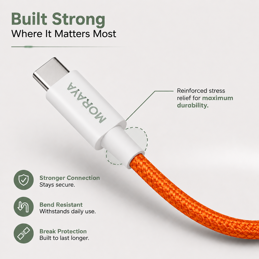 MORAYA VECTOR -03 USB-C to USB-C Charging Cable 60W, 1M Braided