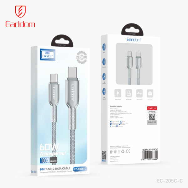 Type-C PD60W Nylon USB Cable Wholesale – Earldom EC-202C-C