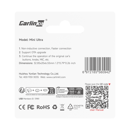 Carlinkit Mini Ultra1 – Wireless CarPlay & Android Auto Adapter (Convert Wired to Wireless)