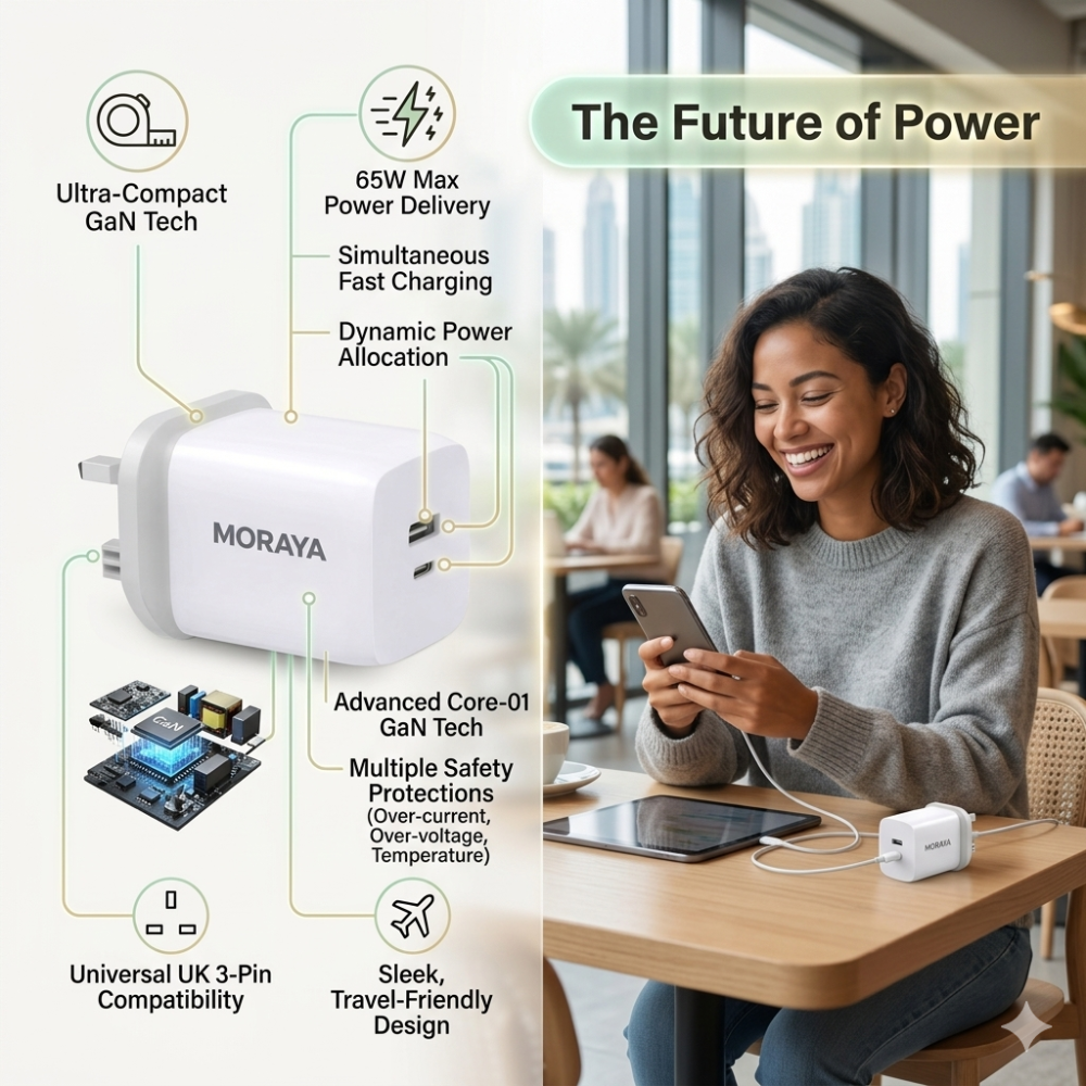 MORAYA CORE-01 65W GaN Fast Charging Adapter