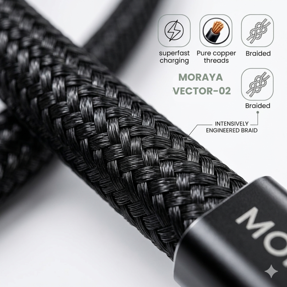 MORAYA VECTOR-02 Lightning Charging Cable, 1M Braided