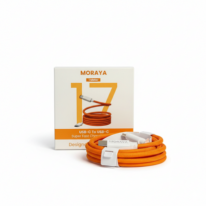 MORAYA 1-Meter Braided Type-C to Type-C Cable – Super Fast Charging for Smartphones & Tablets