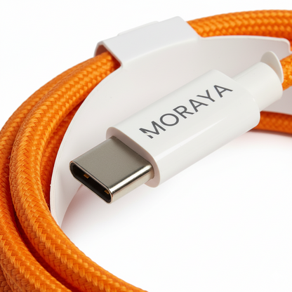 MORAYA 1-Meter Braided Type-C to Type-C Cable – Super Fast Charging for Smartphones & Tablets