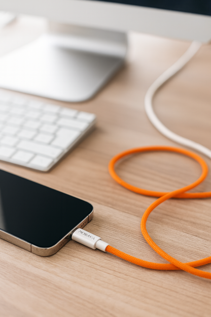 MORAYA 1-Meter Braided Type-C to Type-C Cable – Super Fast Charging for Smartphones & Tablets