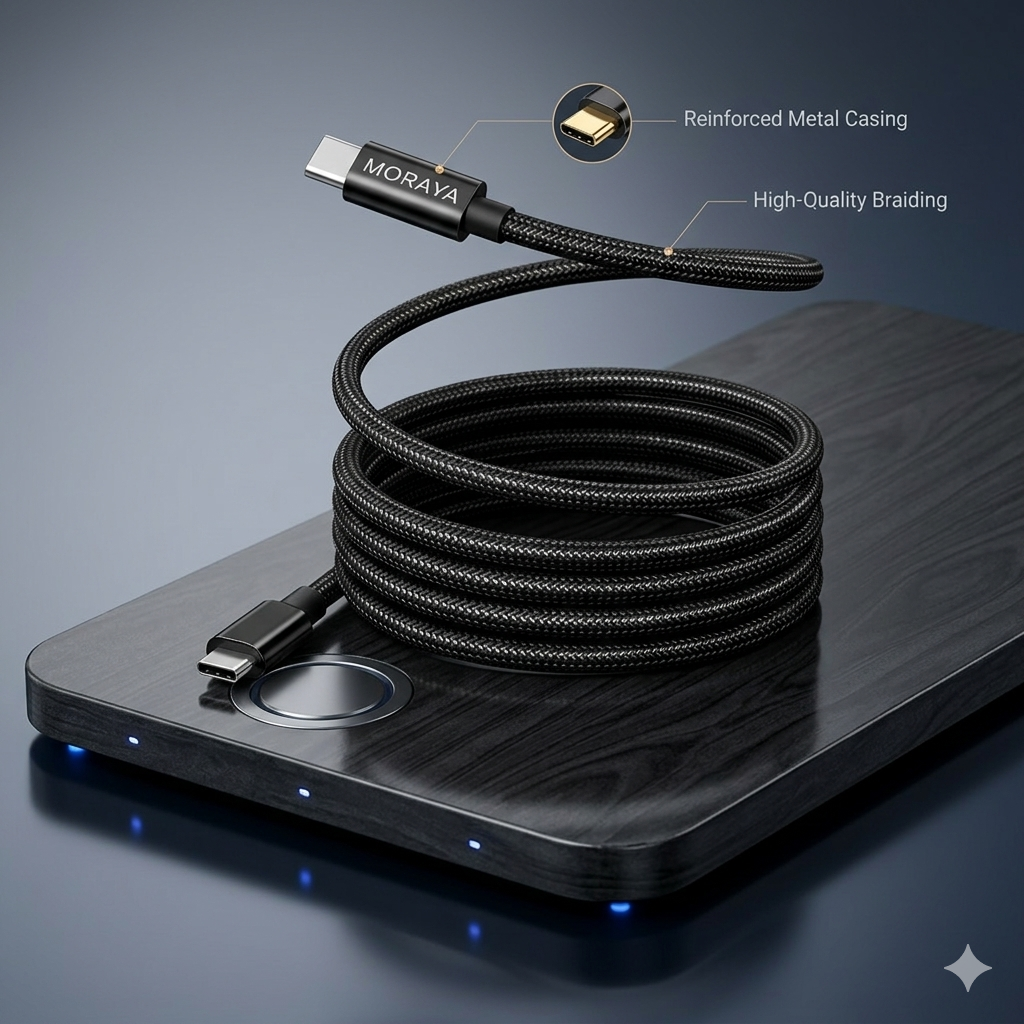 MORAYA VECTOR -01 USB-C to USB-C Charging Cable 60W, 1M Braided