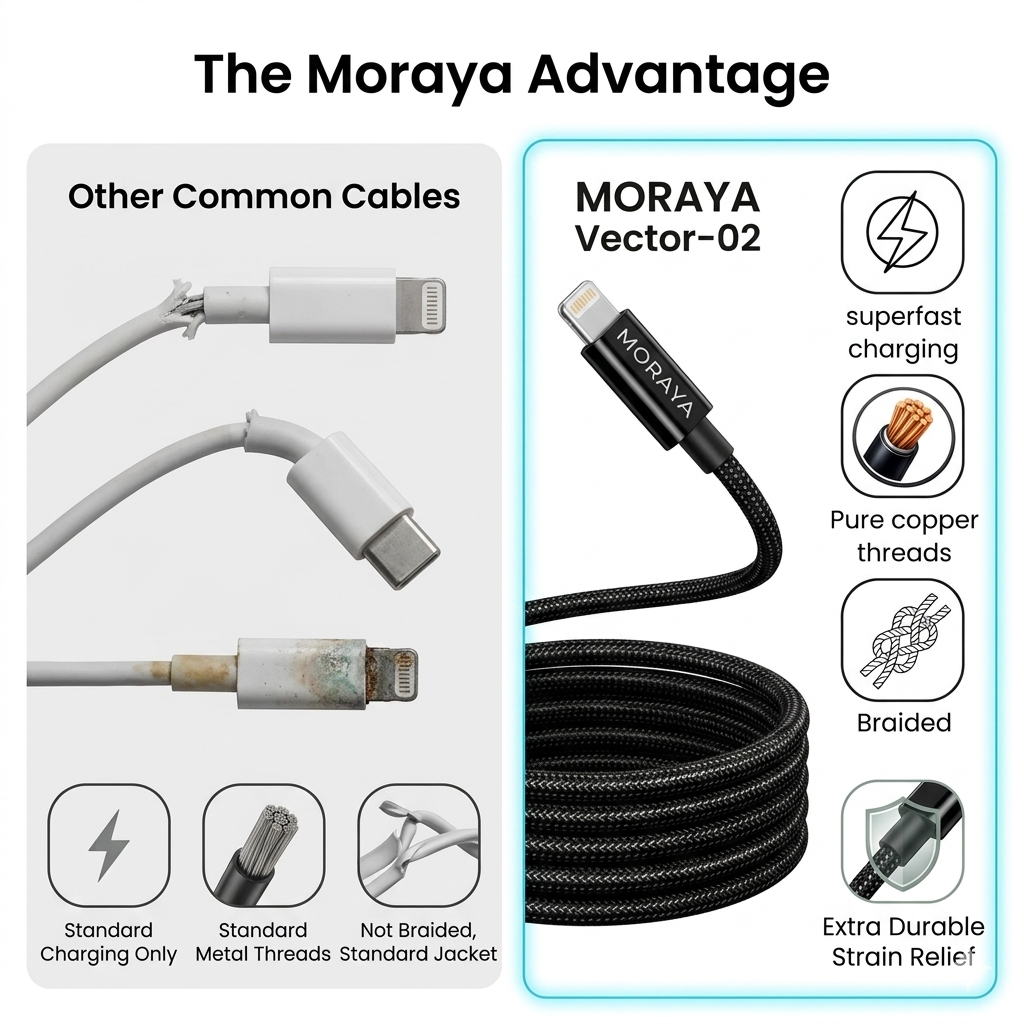 MORAYA VECTOR-02 Lightning Charging Cable, 1M Braided