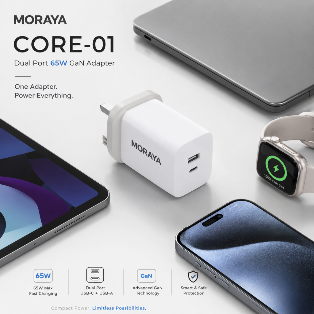 MORAYA CORE-01 65W GaN Fast Charging Adapter