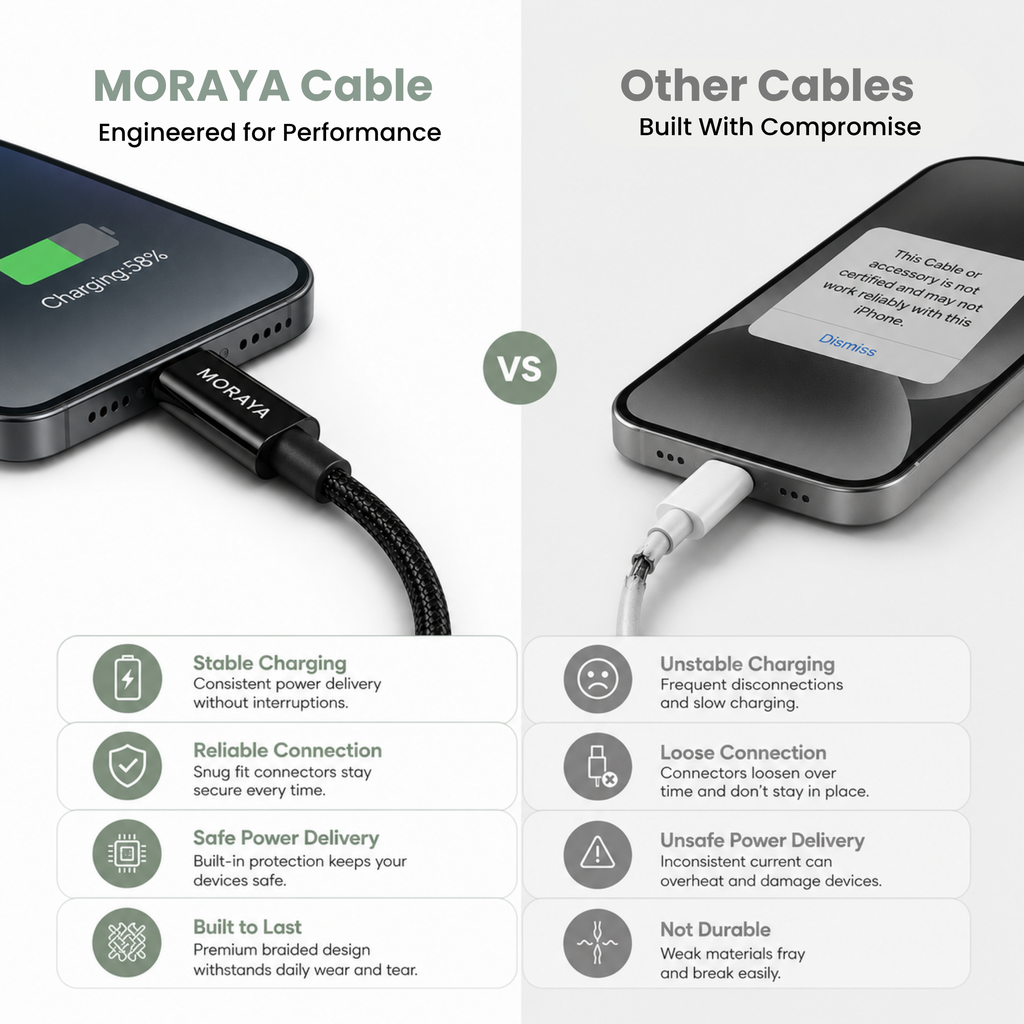 MORAYA VECTOR -01 USB-C to USB-C Charging Cable 60W, 1M Braided