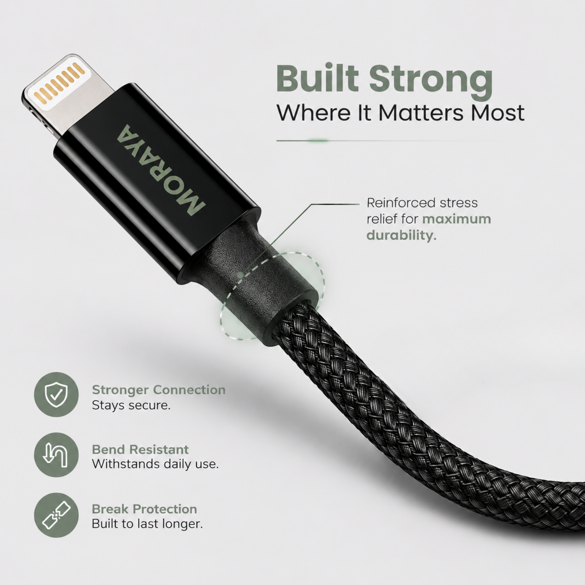 MORAYA VECTOR-02 Lightning Charging Cable, 1M Braided