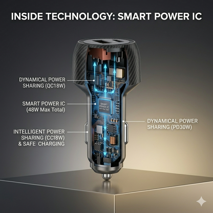 MORAYA | NODE-01 | 48W USB C Car Charger, Dual Port PD + QC Super Fast Car Charger Adapter
