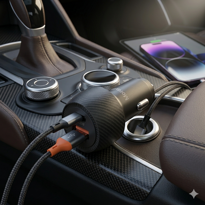 MORAYA | NODE-01 | 48W USB C Car Charger, Dual Port PD + QC Super Fast Car Charger Adapter