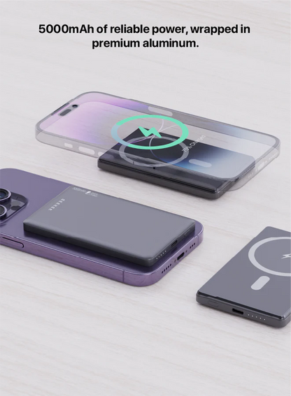 باور بانك ماج باور سليم من الألومنيوم بسعة 5000 مللي أمبير في الساعة