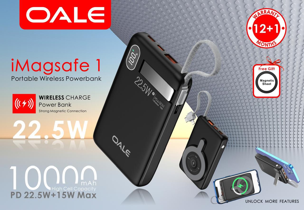 OALE iMagSafe 1 Portable Wireless Power Bank – 10,000 mAh