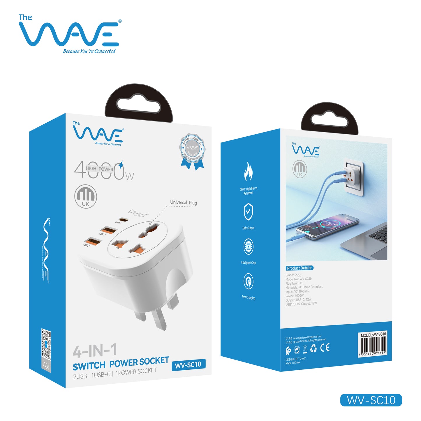 مقبس طاقة Wave 4 في 1 SC10