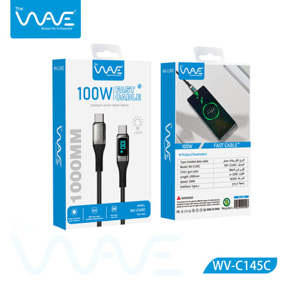 كابل العرض الرقمي Wave بطول 1 متر من النوع C إلى النوع C بقوة 100 وات C145C